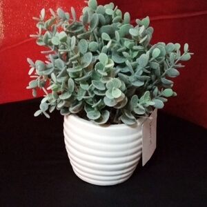 Green and White Faux Eucalyptus Accent